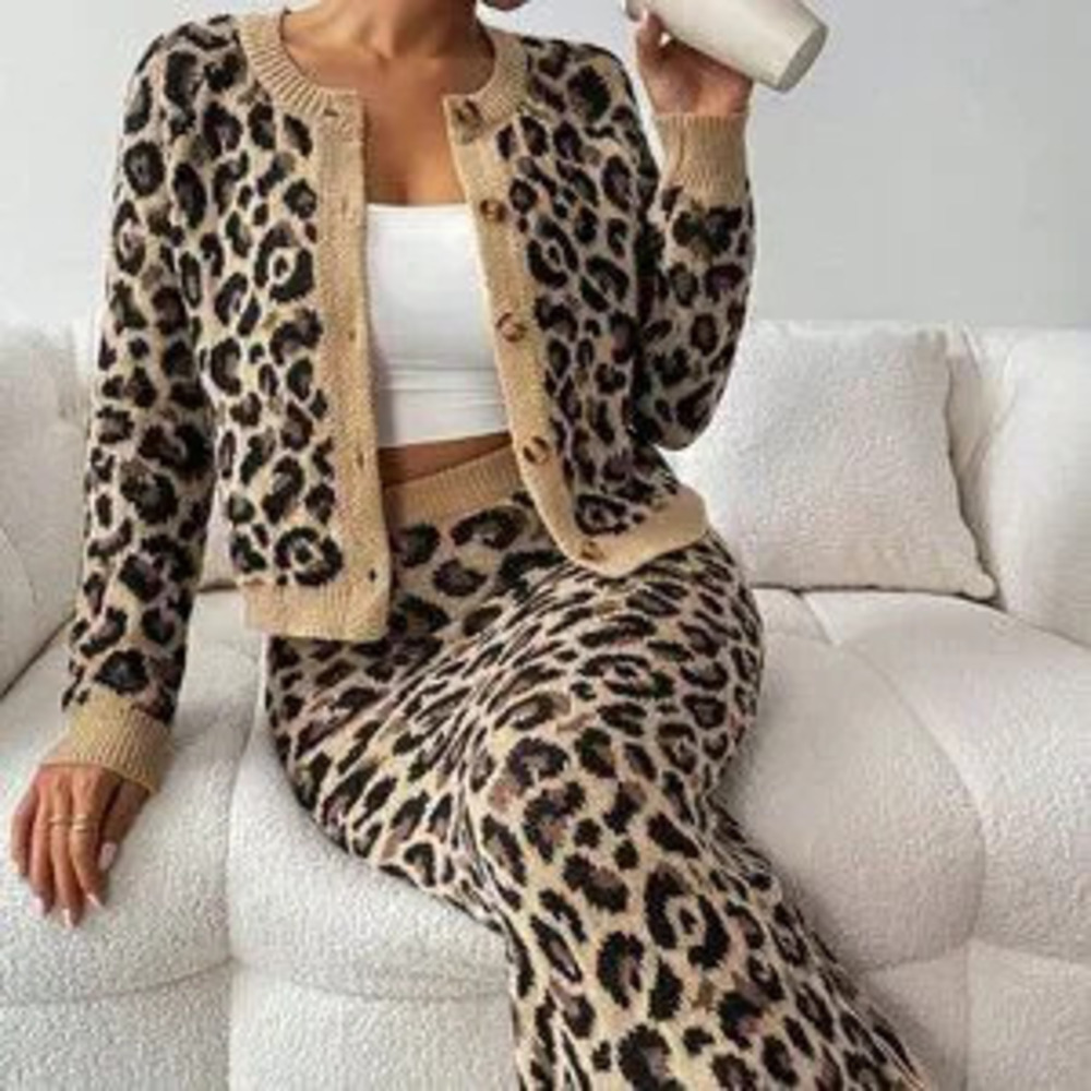ZARA Brown Elegant Women's Leopard Print Casual Loose